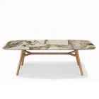 Fixed Barrel-Shaped Table with Canaletto Walnut Ash Base Made in Italy - North Viadurini