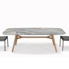 Fixed Barrel-shaped Table in Ceramic and Ash Wood Made in Italy - North Viadurini