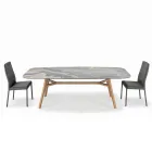 Fixed Barrel-shaped Table in Ceramic and Ash Wood Made in Italy - North Viadurini