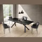 Fixed Barrel Table in Glossy Calacatta Black Laminam - Dialogo Viadurini