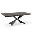 Fixed Table with Metal Base and Veneered Oak Top - Navy Viadurini