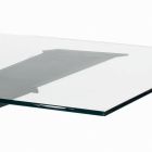 Fixed Table with Reverse Edge in Extra-clear Glass and Steel Made in Italy - Grotta Viadurini