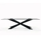 Fixed Table with Reverse Edge in Extra-clear Glass and Steel Made in Italy - Grotta Viadurini