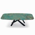 Fixed Table with Barrel-Shaped Top in Ceramic Made in Italy - Settimmio