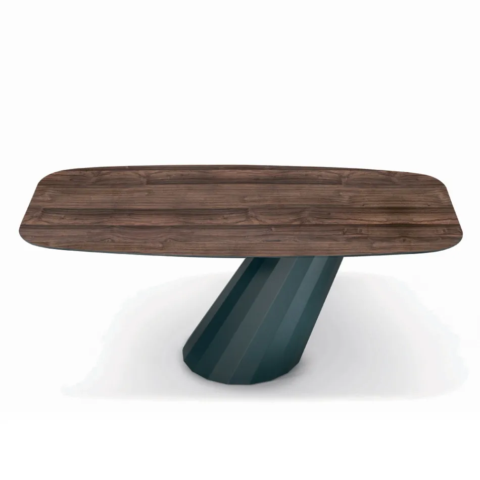 Fixed Table with Barrel-Shaped Laminate Top Made in Italy - Trousers Viadurini