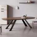 Fixed Table with Elliptical Top and Beveled Edge Made in Italy - Tirian