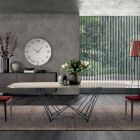 Fixed Table with Barrel Ceramic Top and Steel Base Made in Italy - Ezzellino Viadurini