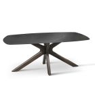 Fixed Table with Ceramic Top and Solid Walnut Wood Base - Orange Viadurini