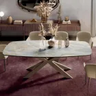 Fixed Table with Polished Silver Onyx Ceramic Top Made in Italy - Grotta Viadurini