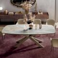 Fixed Table with Polished Silver Onyx Ceramic Top Made in Italy - Grotta