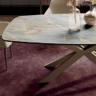 Fixed Table with Polished Silver Onyx Ceramic Top Made in Italy - Grotta Viadurini
