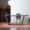 Fixed Table with Shaped Top and Wooden Base Made in Italy - Digory
