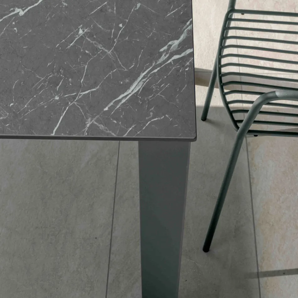 Fixed Outdoor Table in Hpl Alicante and Metal Base Made in Italy - Carl Viadurini