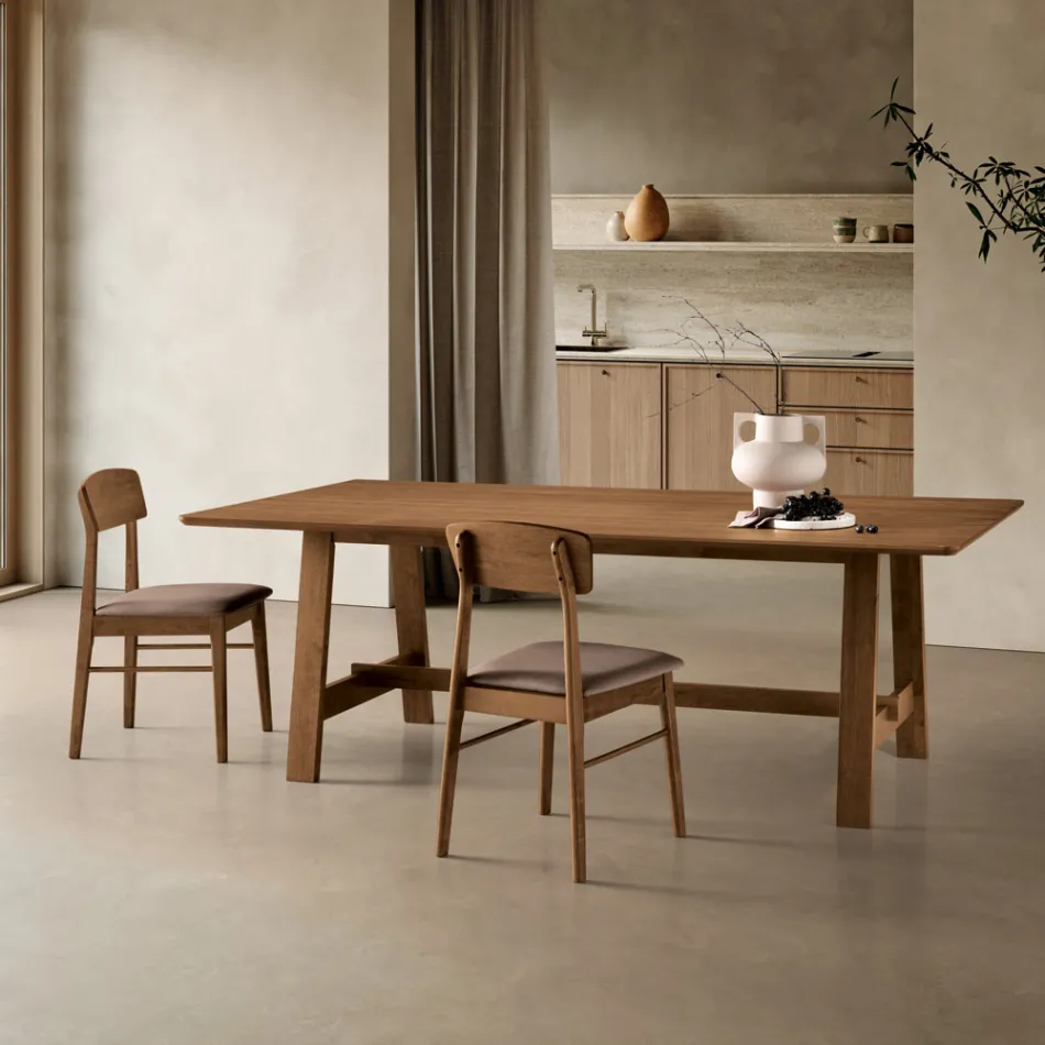 Fixed Eight-Seater Table with MDF Finish in Two Colors - Talia Viadurini