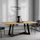 Fixed Dining Table with Veneered Wood Top Made in Italy - Tecna Viadurini