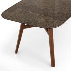 Fixed Dining Table in Polished Emperador Ceramic Made in Italy - North Viadurini