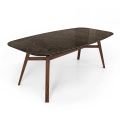 Fixed Dining Table in Polished Emperador Ceramic Made in Italy - North