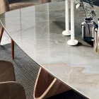 Fixed Living Room Table with Wooden Base Made in Italy - Equatore Viadurini