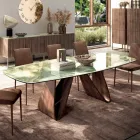 Fixed Living Room Table with Wooden Base Made in Italy - Equatore Viadurini