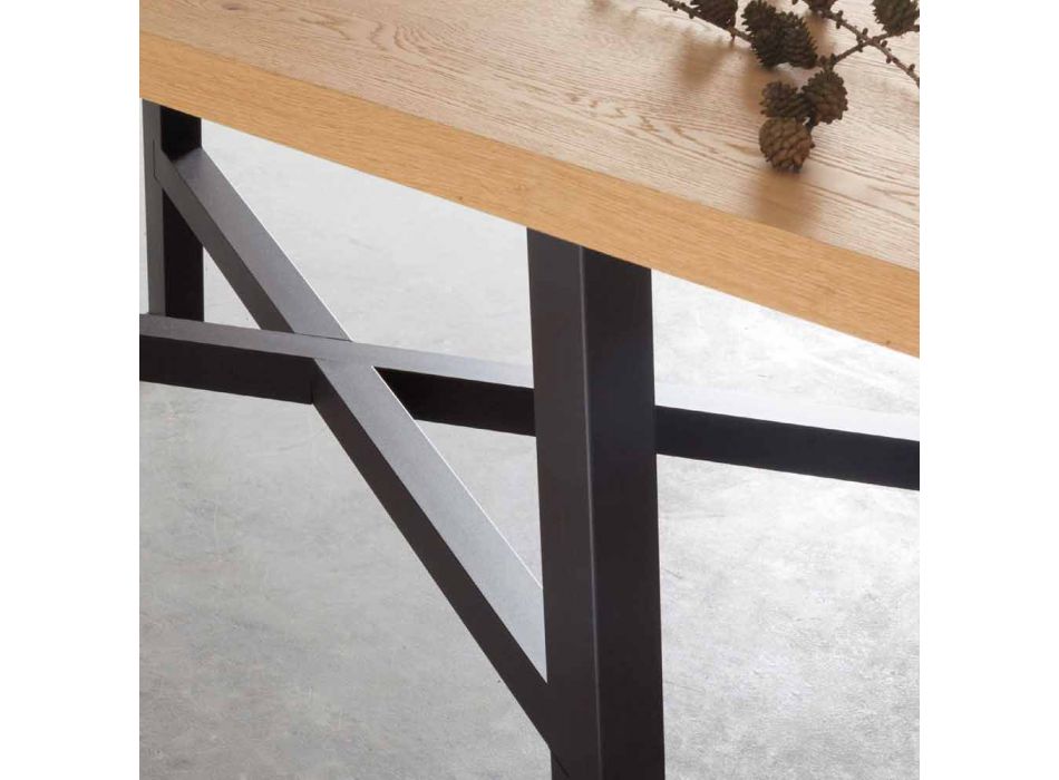 Fixed Design Table, with Solid Wood Top - Crackle Viadurini