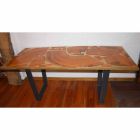 Fixed table of rectangular wood and resin design made in Italy Jam Viadurini