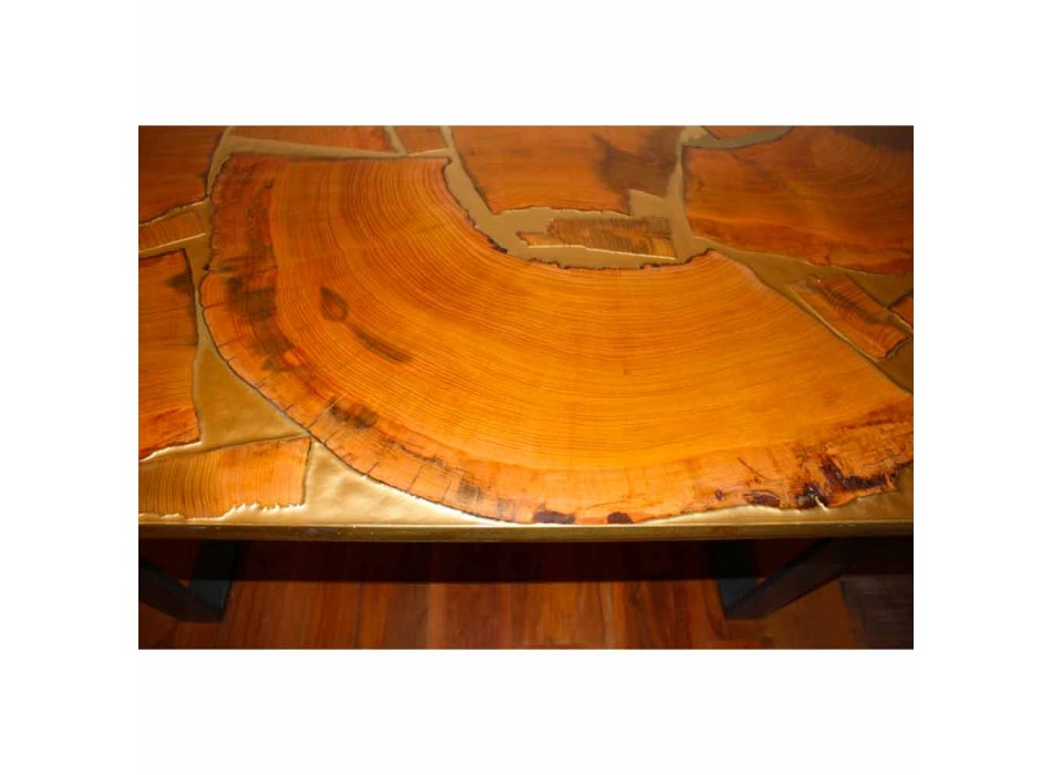 Fixed table of rectangular wood and resin design made in Italy Jam Viadurini