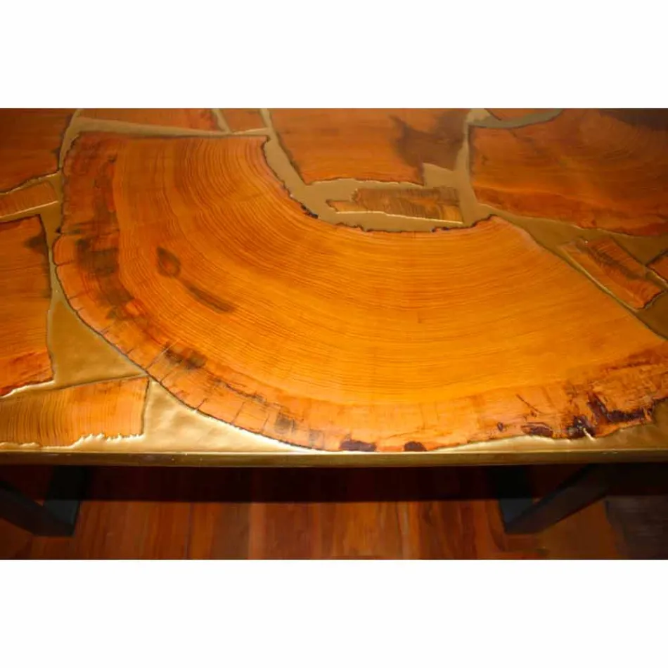Fixed table of rectangular wood and resin design made in Italy Jam Viadurini