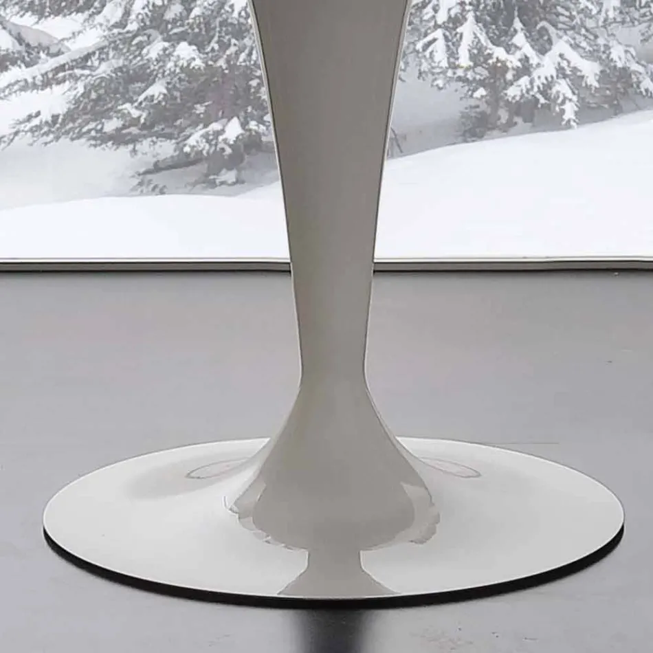 Fixed elliptical table in extra-white tempered glass and Aurora steel Viadurini