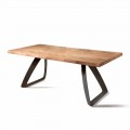 Fixed table Logan, with oak veneered top and black metal frame