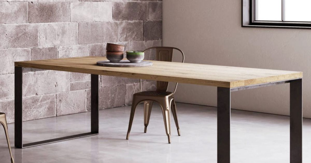 Fixed Table with Metal Legs