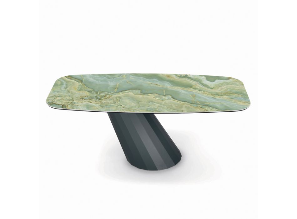 Fixed Steel Table and Ceramic Top Made in Italy - Trousers Viadurini