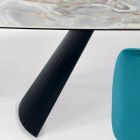 Fixed Ceramic Table and Base in Black Painted Steel Made in Italy - Glasses Viadurini