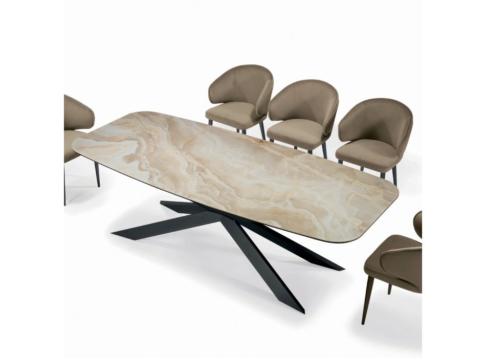 Fixed Ceramic Table in Different Finishes and Sizes Made in Italy - Grotta Viadurini