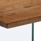 Solid wood table with Tito tempered glass legs Viadurini
