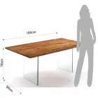 Solid wood table with Tito tempered glass legs Viadurini