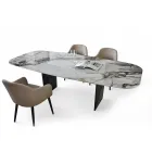 Fixed Table in Metal and Ceramic Top Arabesque Glossy - Eronte Viadurini