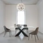 Fixed Table in Metal and Transparent Tempered Glass Top - Talvoro Viadurini