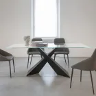 Fixed Table in Metal and Transparent Tempered Glass Top - Talvoro Viadurini