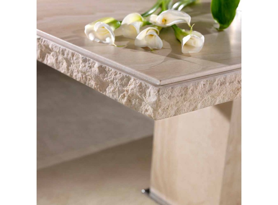 Fixed table in travertine stone with Narcissus rock edge Viadurini