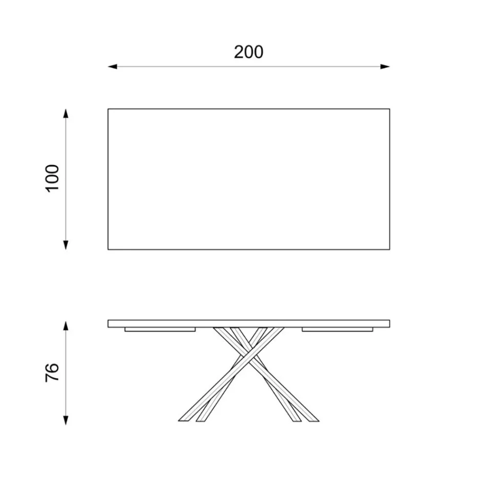 Fixed Table in Oak Veneer and Black Metal Base - Skipper Viadurini