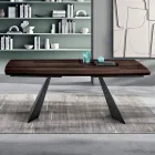 Fixed Table in Oak Veneer and Painted Metal Base - Milo Viadurini
