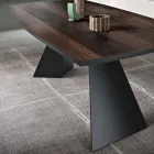 Fixed Table in Oak Veneer and Painted Metal Base - Milo Viadurini
