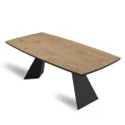 Fixed Table in Oak Veneer and Painted Metal Base - Milo Viadurini