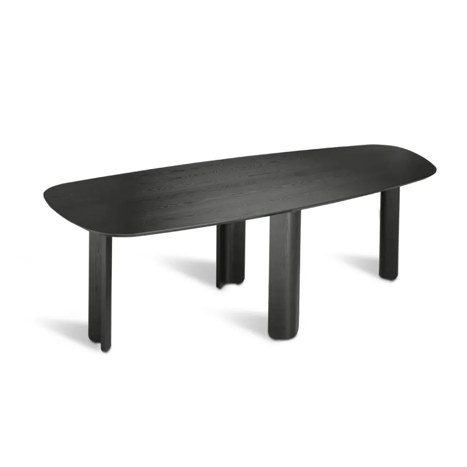 Fixed Table in Three Colors with a Wood-Effect Finish and Two Sizes - Musa Viadurini