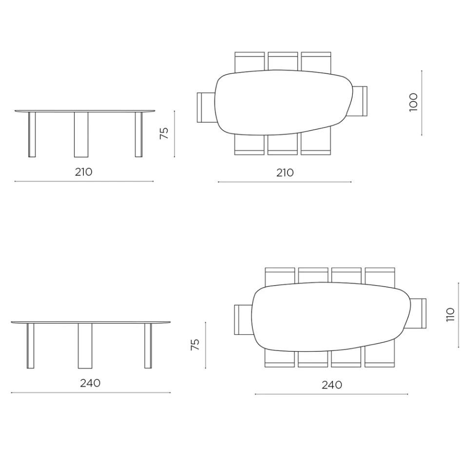 Fixed Table in Three Colors with a Wood-Effect Finish and Two Sizes - Musa Viadurini