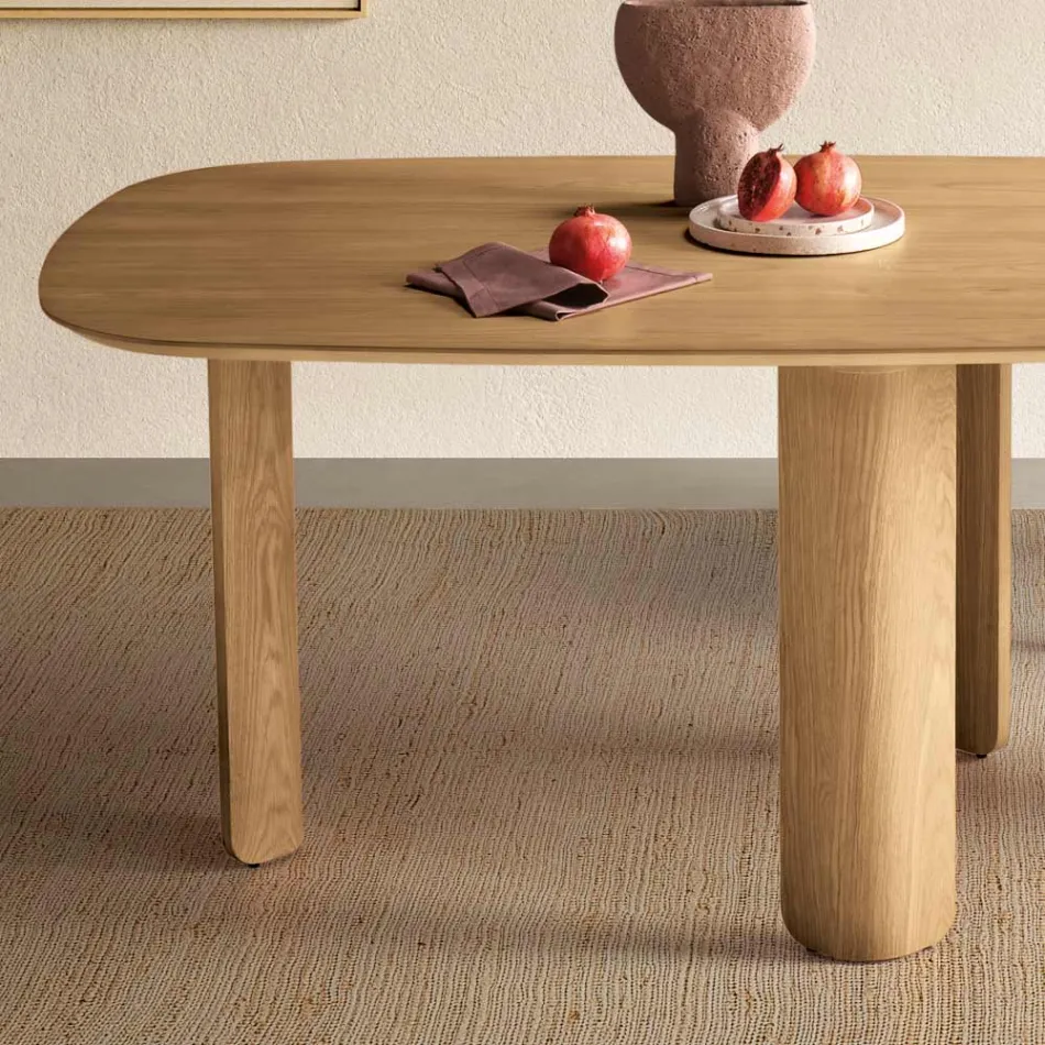 Fixed Table in Three Colors with a Wood-Effect Finish and Two Sizes - Musa Viadurini