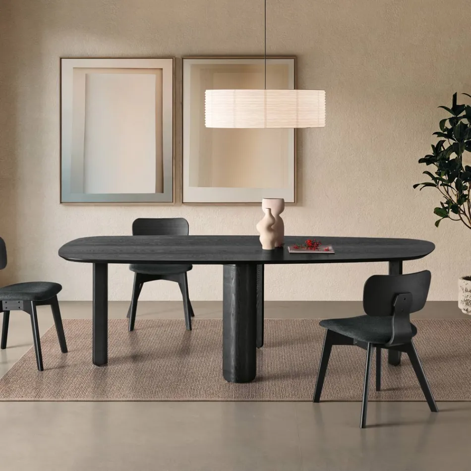 Fixed Table in Three Colors with a Wood-Effect Finish and Two Sizes - Musa Viadurini