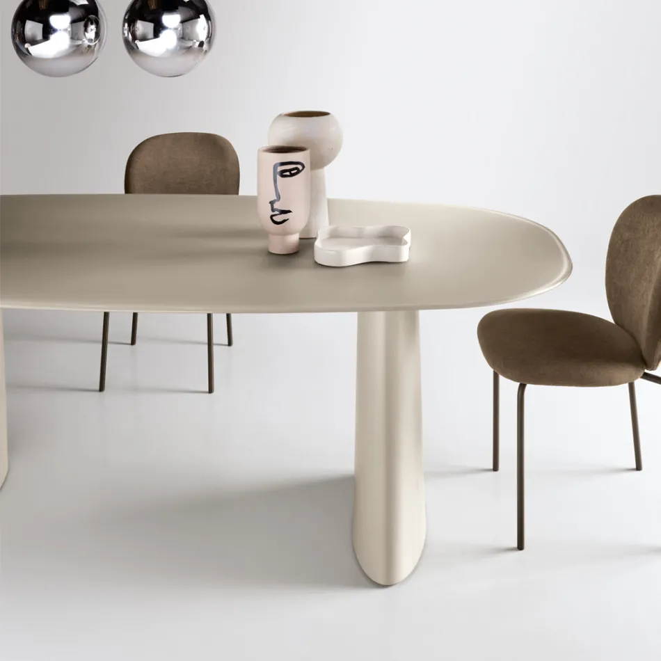Fixed Table for Ten People with Glass Top and MDF Base - Venia Viadurini