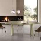 Fixed Table for Ten People with Glass Top and MDF Base - Venia Viadurini
