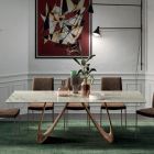 Fixed Rectangular Table with Wooden Base Made in Italy - Equatore Viadurini